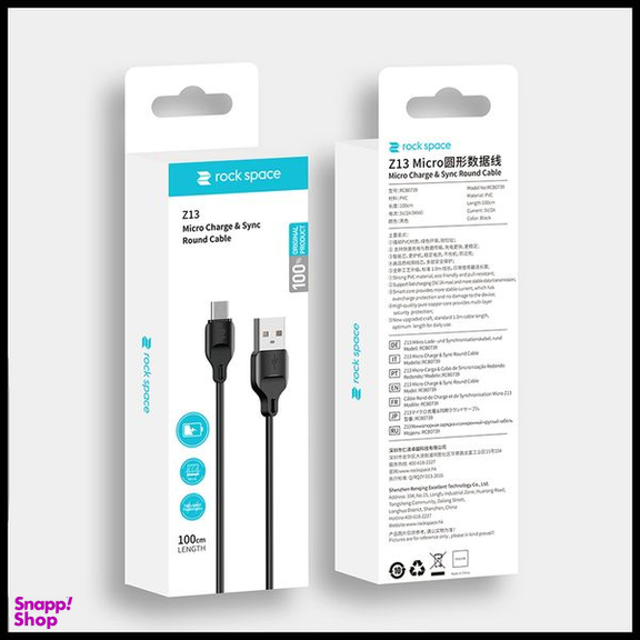 کابل تبدیل USB + MicroUSB راک اسپیس (Rock Space) مدل RCB0739A طول 1 متر