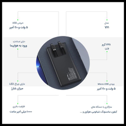 شارژر همراه پی زد ایکس (PZX) مدل V21 ظرفیت 10000 میلی آمپر ساعت
