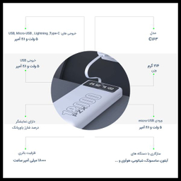 شارژر همراه پی زد ایکس (PZX) مدل C163 ظرفیت 18000 میلی آمپر ساعت