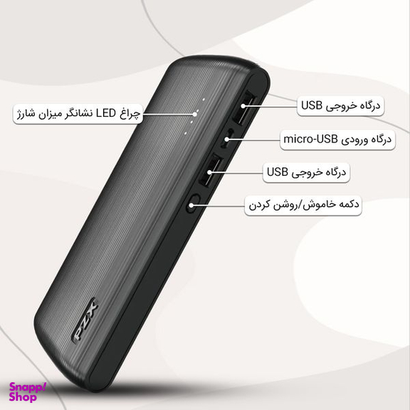 شارژر همراه پی زد ایکس (PZX) مدل C145 ظرفیت 18000 میلی آمپر ساعت