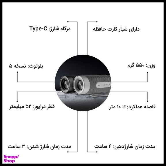 اسپیکر بلوتوثی قابل حمل پاواریال (Pavareal) مدل BS15
