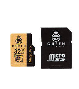 کارت حافظه MicroSD HC کویین تک (Queen Tech) مدل A1-V30-633X ظرفیت 32 گیگابایت به همراه آداپتور SD