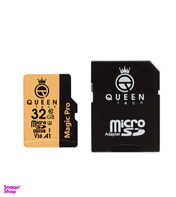 کارت حافظه MicroSD HC کویین تک (Queen Tech) مدل A1-V30-633X ظرفیت 32 گیگابایت به همراه آداپتور SD