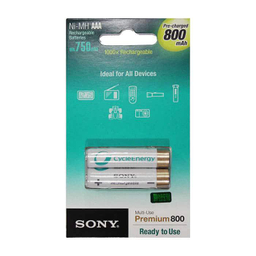 باتری نیم قلمی شارژی سونی (Sony) مدل Ni-MH ظرفیت AAA 800mAh بسته 2 عددی