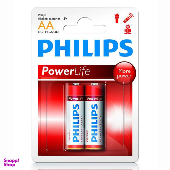 باتری قلمی فیلیپس (Philips) مدل Power Life Alkaline بسته 2 عددی