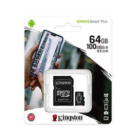 کارت حافظه microSDHC کینگستون مدل Canvas Plus کلاس 10 استاندارد UHS-I U1 سرعت 100MBps ظرفیت 64 گیگابایت به همراه آداپتور SD