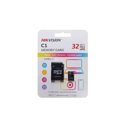 کارت حافظه microSDXC هایک ویژن مدل C1 کلاس 10 استاندارد UHS-I U1 سرعت 92MBps ظرفیت 32 گیگابایت به همراه آداپتور SD