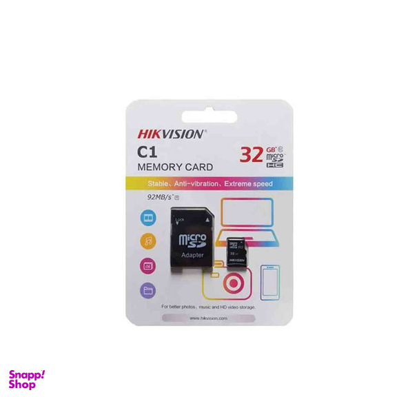 کارت حافظه microSDXC هایک ویژن مدل C1 کلاس 10 استاندارد UHS-I U1 سرعت 92MBps ظرفیت 32 گیگابایت به همراه آداپتور SD