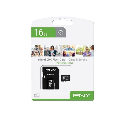 کارت حافظه microSDHC پی ان وای (PNY) مدل performance plus UHS-I U1 سرعت 100MBs ظرفیت 16 گیگابایت به همراه آداپتور SD
