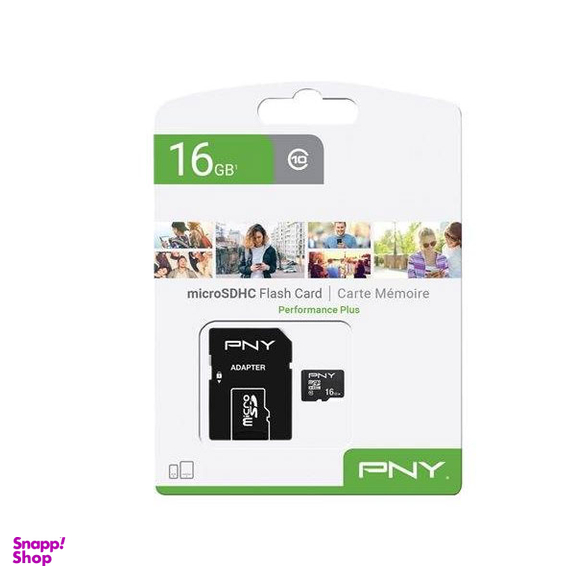 کارت حافظه microSDHC پی ان وای (PNY) مدل performance plus UHS-I U1 سرعت 100MBs ظرفیت 16 گیگابایت به همراه آداپتور SD
