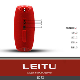 اسپیکر بلوتوثی قابل حمل لیتو (Leitu) مدل LK-33