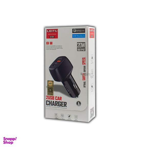 شارژر فندکی لیتو Leitu مدل 20 وات LC-C22 به همراه کابل USB-C