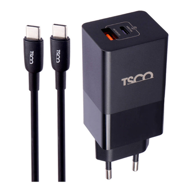 شارژر دیواری تسکو (Tsco) مدل TTC67 65W 1PD+1U همراه با کابل تایپ سی