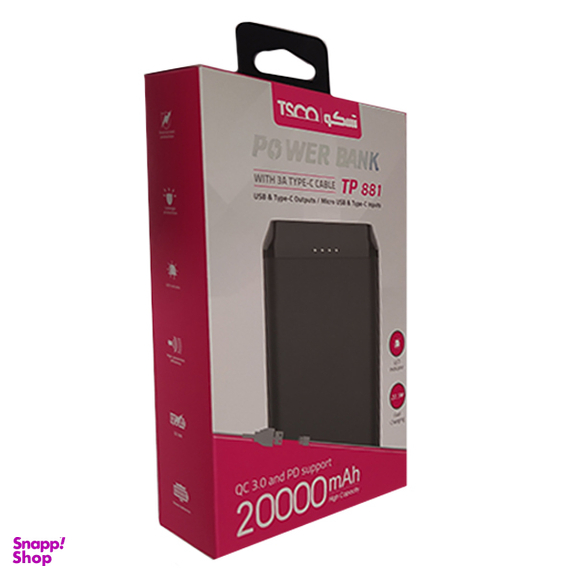 شارژر همراه تسکو (Tsco) مدل TP-881 ظرفیت 20000 میلی آمپر ساعت