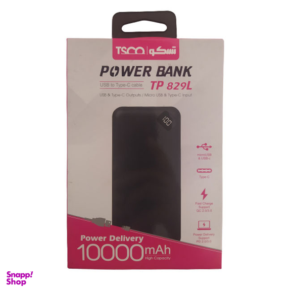 شارژر همراه تسکو مدل TP 829L ظرفیت 10000 میلی آمپر ساعت