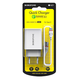 شارژر بروفون (Borofone) مدل BA21 A QC3 به همراه کابل Type-C