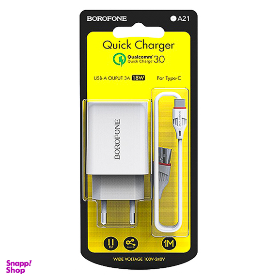شارژر بروفون (Borofone) مدل BA21 A QC3 به همراه کابل Type-C