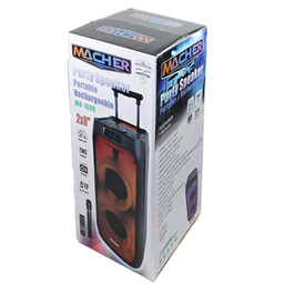 اسپیکر پارتی باکس مچر (Macher) مدل MR-1600 2×8 با میکروفون طول 70 سانتی متر