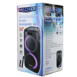 اسپیکر پارتی باکس مچر (Macher) مدل MR-1500 2×8 با میکروفون طول 74 سانتی متر