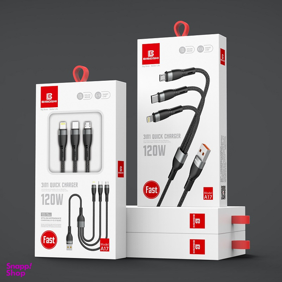 کابل شارژ سه سر بیبوشی (Biboshi) مدل Cable A17