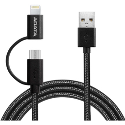 کابل تبدیل USB به MicroUSB و لایتنینگ ای دیتا (Adata) مدل AMFI2IN1-200CMK-CBK