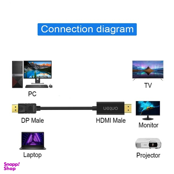کابل تبدیل DP نری HDMI اونتن مدل OTN-DP303