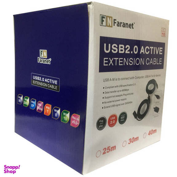کابل افزایش طول USB 2.0 فرانت (Faranet) مدل FN-U2CF300 طول 30 متر