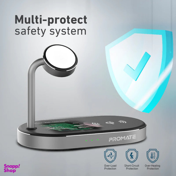شارژر بی سیم 3 در 1 پرومیت (Promate) مدل WAVEPOWER. EU-GR