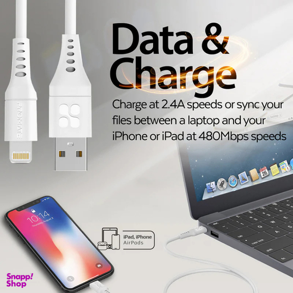 کابل شارژ سریع USB-A به لایتنینگ پرومیت (Promate) مدل POWERLINK-AI200 طول 2 متر