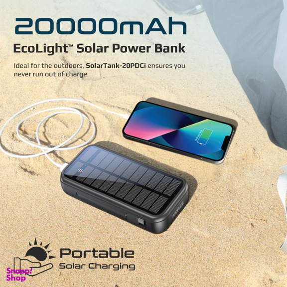 پاوربانک خورشیدی پرومیت (Promate) مدل SOLARTANK-20PDCI ظرفیت 20000 میلی آمپر ساعت
