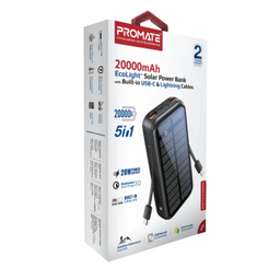 پاوربانک خورشیدی پرومیت (Promate) مدل SOLARTANK-20PDCI ظرفیت 20000 میلی آمپر ساعت