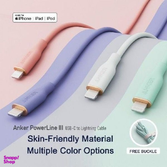 کابل تبدیل USB-C به لایتنینگ انکر مدل Power Line III Flow A8662 طول 0.9 متر