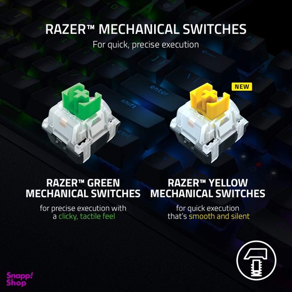 کیبورد مخصوص بازی ریزر (Razer) مدل Blackwidow v3 Green swithes