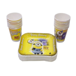 پیش دستی و لیوان یکبار مصرف ایرسا مدل Minion بسته 20 عددی
