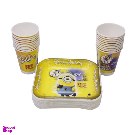 پیش دستی و لیوان یکبار مصرف ایرسا مدل Minion بسته 20 عددی