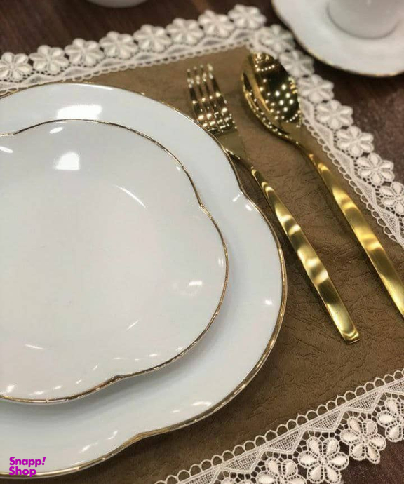 سرویس غذاخوری 30پارچه چینی پردیس مدل لب طلا 6نفره