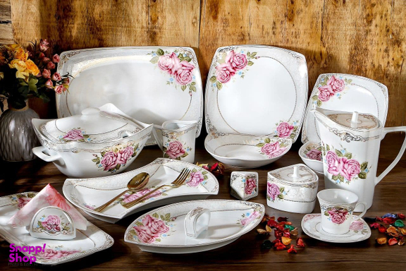 سرویس غذاخوری 105پارچه چینی پردیس مدل بهار 12نفره گلدار