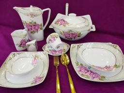 سرویس غذاخوری 105پارچه چینی پردیس مدل بهار 12نفره گلدار