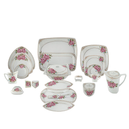 سرویس غذاخوری 105پارچه چینی پردیس مدل بهار 12نفره گلدار