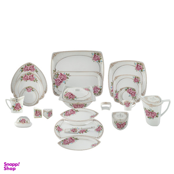 سرویس غذاخوری 105پارچه چینی پردیس مدل بهار 12نفره گلدار