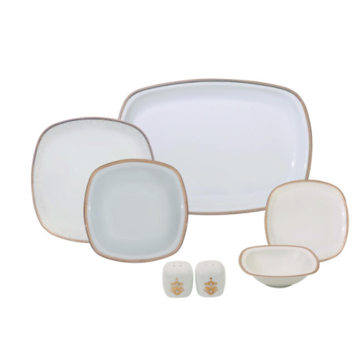 سرویس غذاخوری 27 پارچه چینی زرین ایران سری کواترو مدل ریوا درجه عالی 6نفره