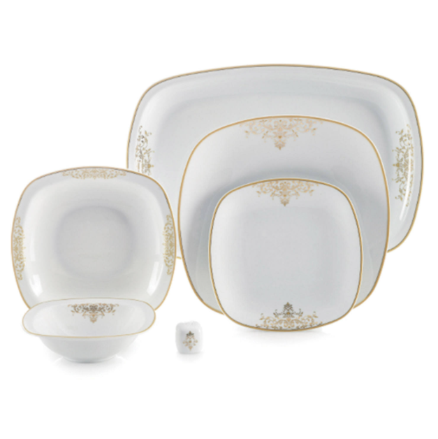 سرویس غذاخوری 27 پارچه چینی زرین ایران سری کواترو مدل مونت کارلو درجه عالی 6نفره