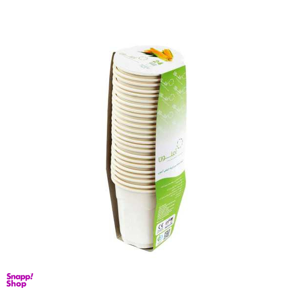 لیوان یکبار مصرف گیاهی آملون (Amelon) ظرفیت 220 میلی‌ لیتر رنگ سفید کرم بسته 24 عددی
