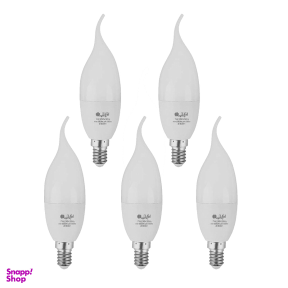 لامپ ال ای دی 7 وات افراتاب مدل AF-TC37-7W پایه E14 بسته 5 عددی