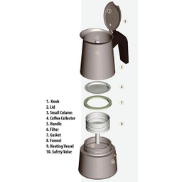 قهوه جوش آینوکس(INOX) مدل موکااستیل 6کاپ