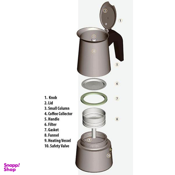 قهوه جوش آینوکس(INOX) مدل موکااستیل 6کاپ