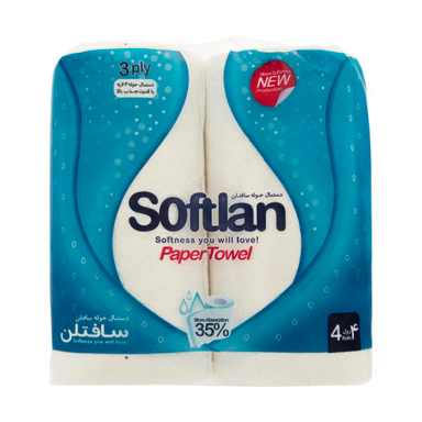 دستمال حوله ای کاغذی سافتلن (Softlan) مدل Blue بسته 4 عددی