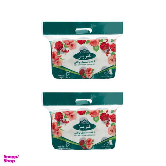 دستمال توالت گلریز مدل 101 بسته 6 عددی مجموعه 2 عددی