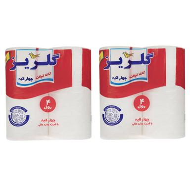 دستمال توالت گلریز مدل رولی 2 بسته 4 عددی