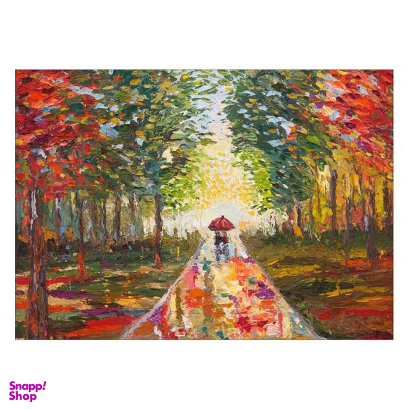 تابلو شاسی ونسونی طرح Lovers Walking in The Rain Painting سایز 50x70 سانتی متر